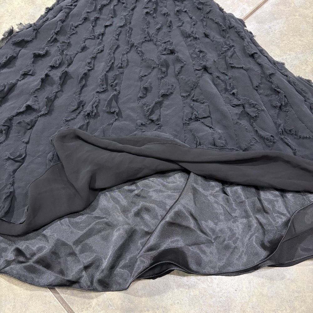 White House Black Market Ruffled Strapless Cocktail Fit N Flare Silk Dress Sz 0 - Picture 6 of 11